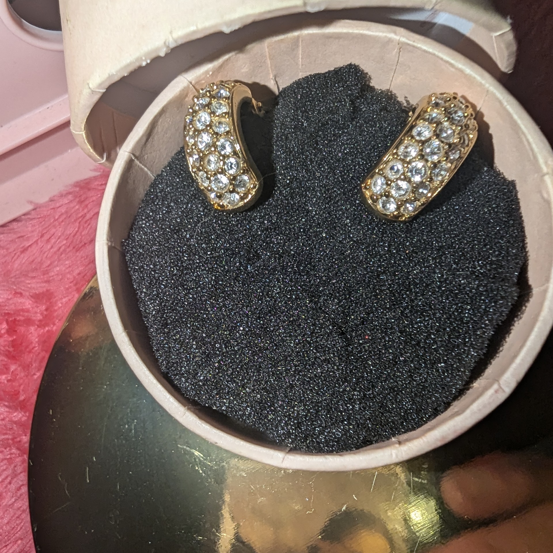 Elegant Gold And Silver Crystal Chunky Hoop Earrings 29$